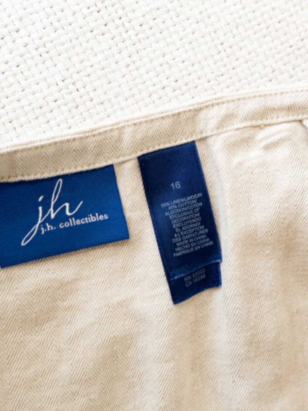 JH Collectibles Linen Cotton Skirt Size 16 Beige Embroidered Flounce Hem Midi - Picture 2 of 12
